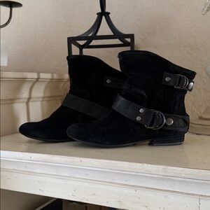 Miss Sixty Nico Black Suede Leather Strap Ankle Boot 6.5